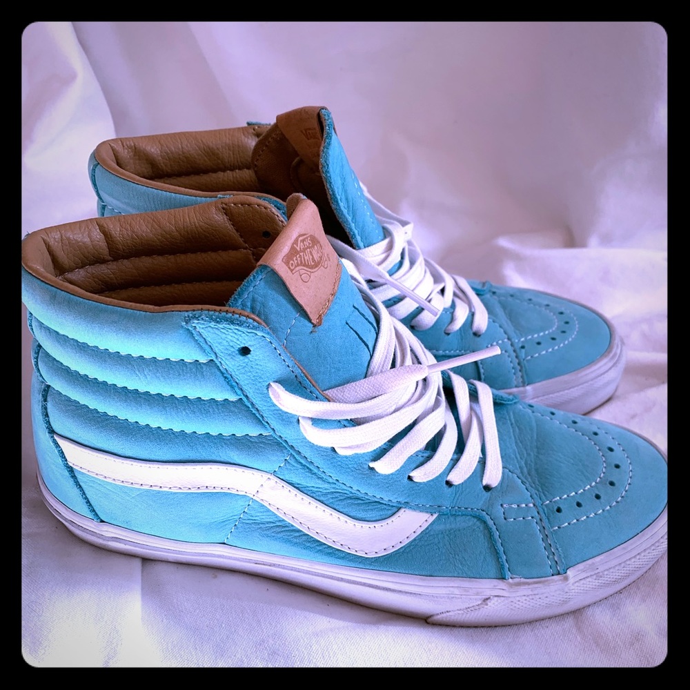 VANS Sk8-Hi Aqua soft leather Sz W8 M6.5.